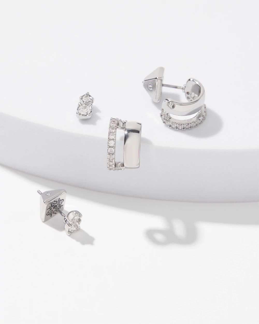 Silver Hoop Stud Earring Set