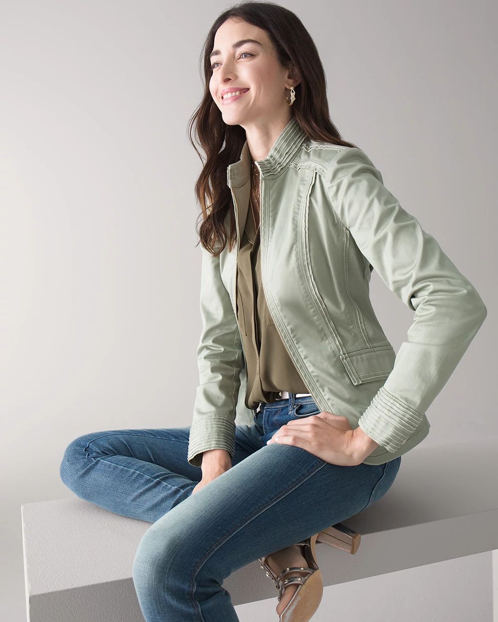 White house black market military jacket top