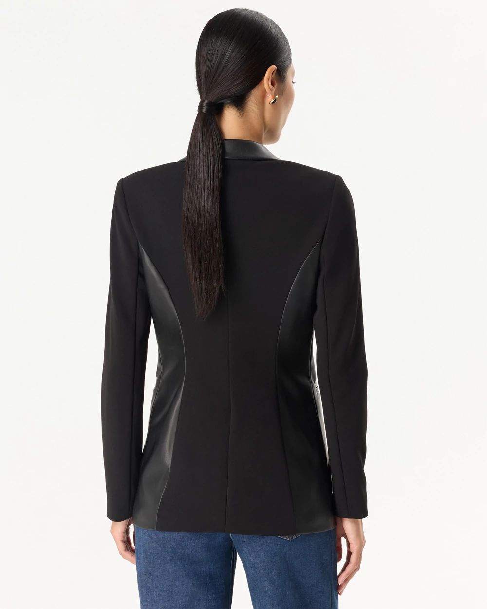 Petite WHBM® Knit Crepe One-Button Blazer click to view larger image.