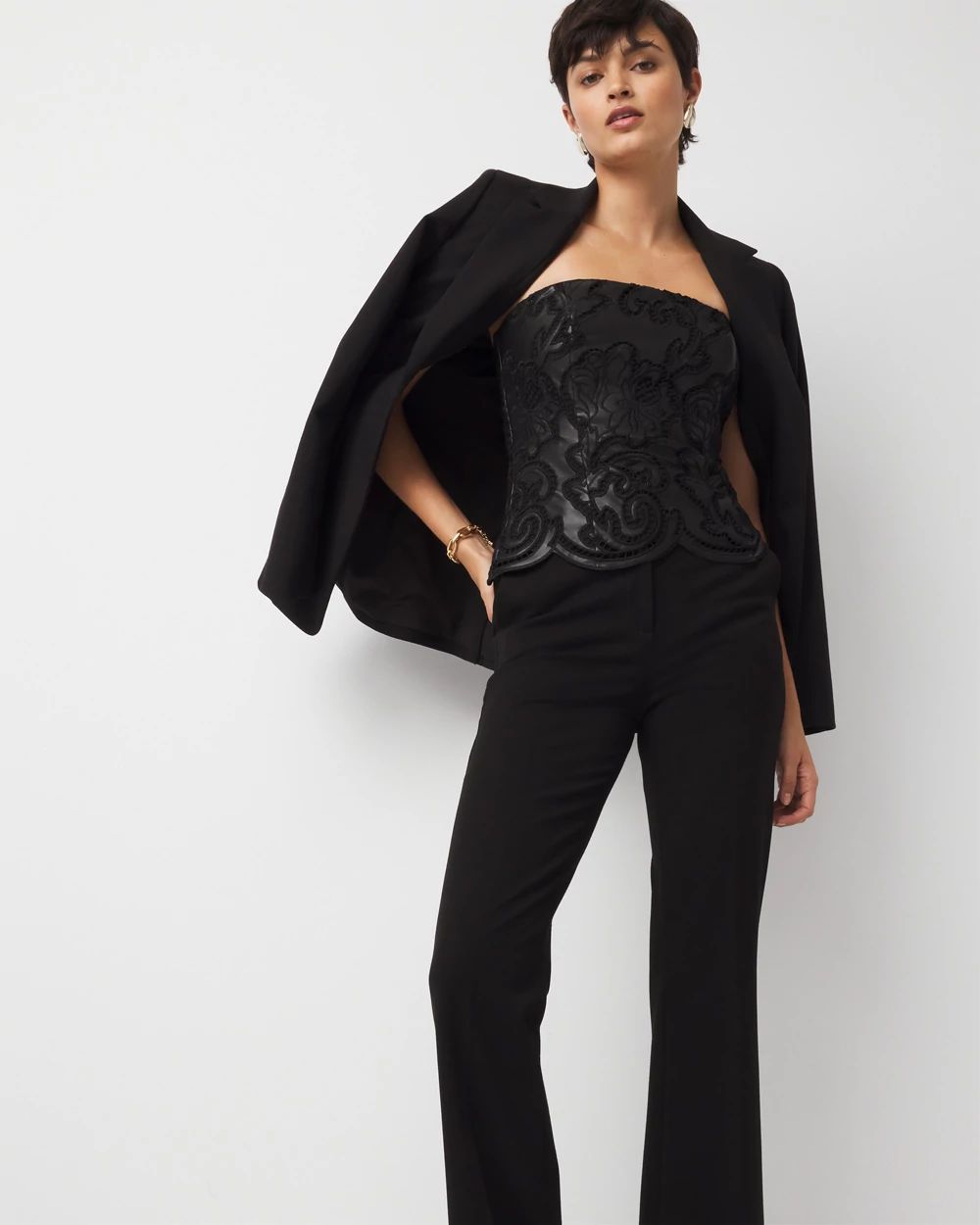 Faux Leather Cutwork Bustier