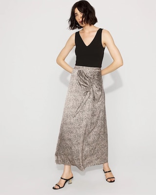 Satin Leopard Cinched Skirt click to view larger image.