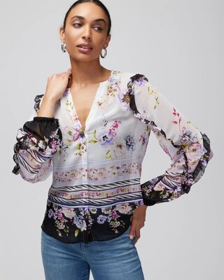 Petite Ruffle Sleeve Blouse