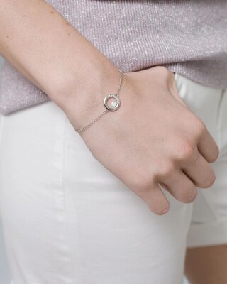 Sterling Silver Abstract Bracelet with Zirconia from Swarovski®