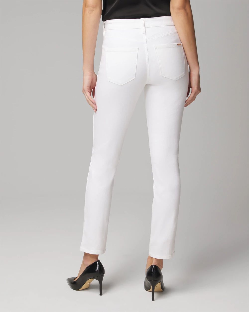 High-Rise White Straight Jeans click to view larger image.