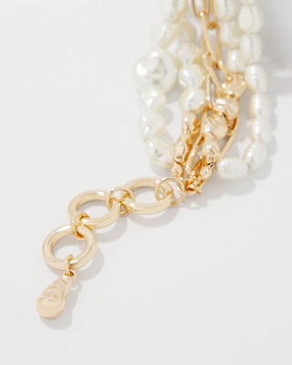 Gold + Pearl Multiple Strand Bracelet click to view larger image.