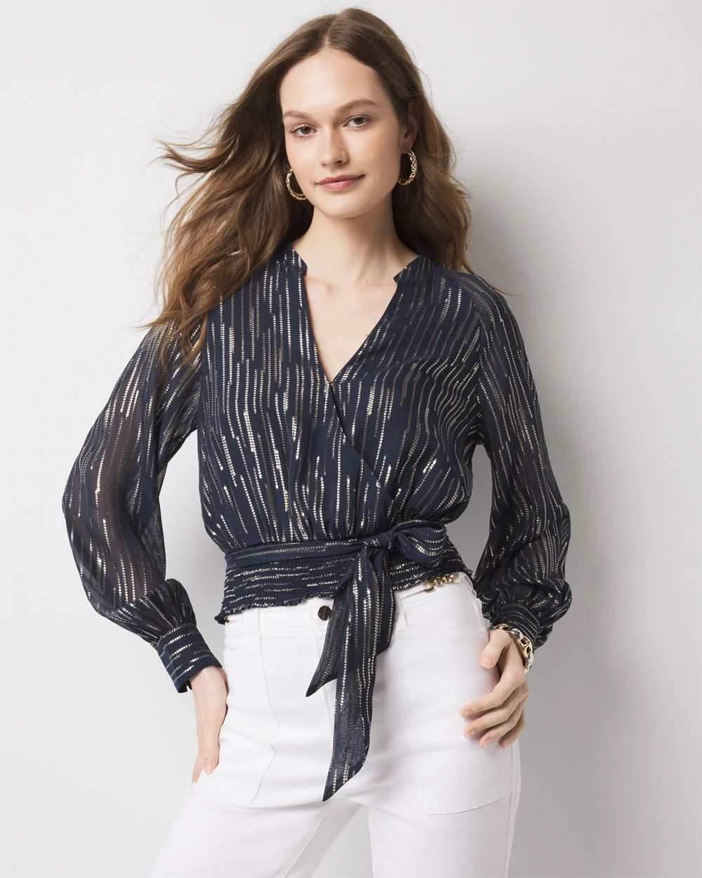 Petite Wrap Waist Blouse