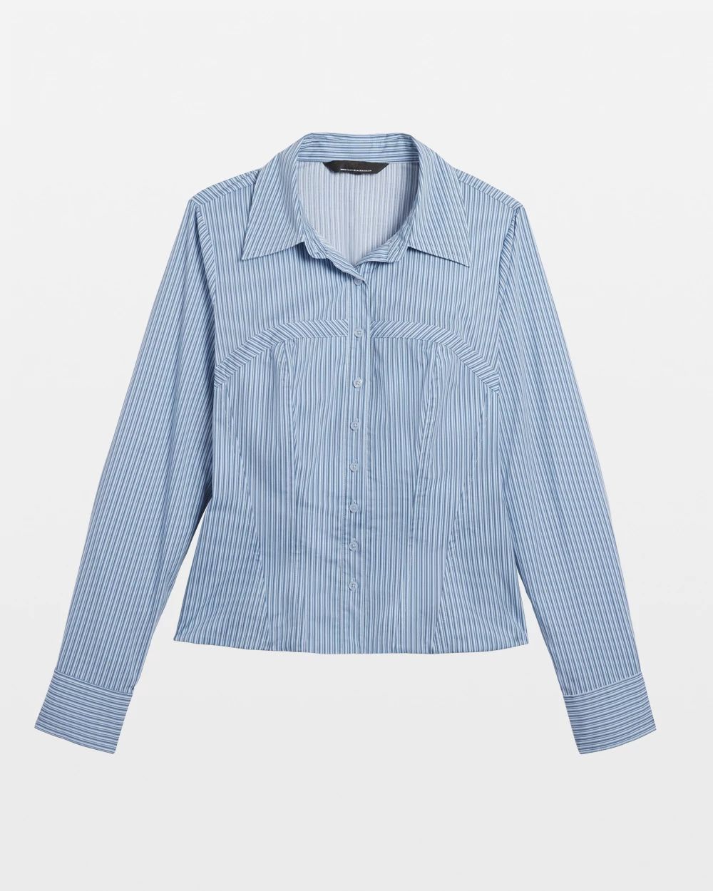 Petite Long Sleeve Corset Poplin Shirt click to view larger image.