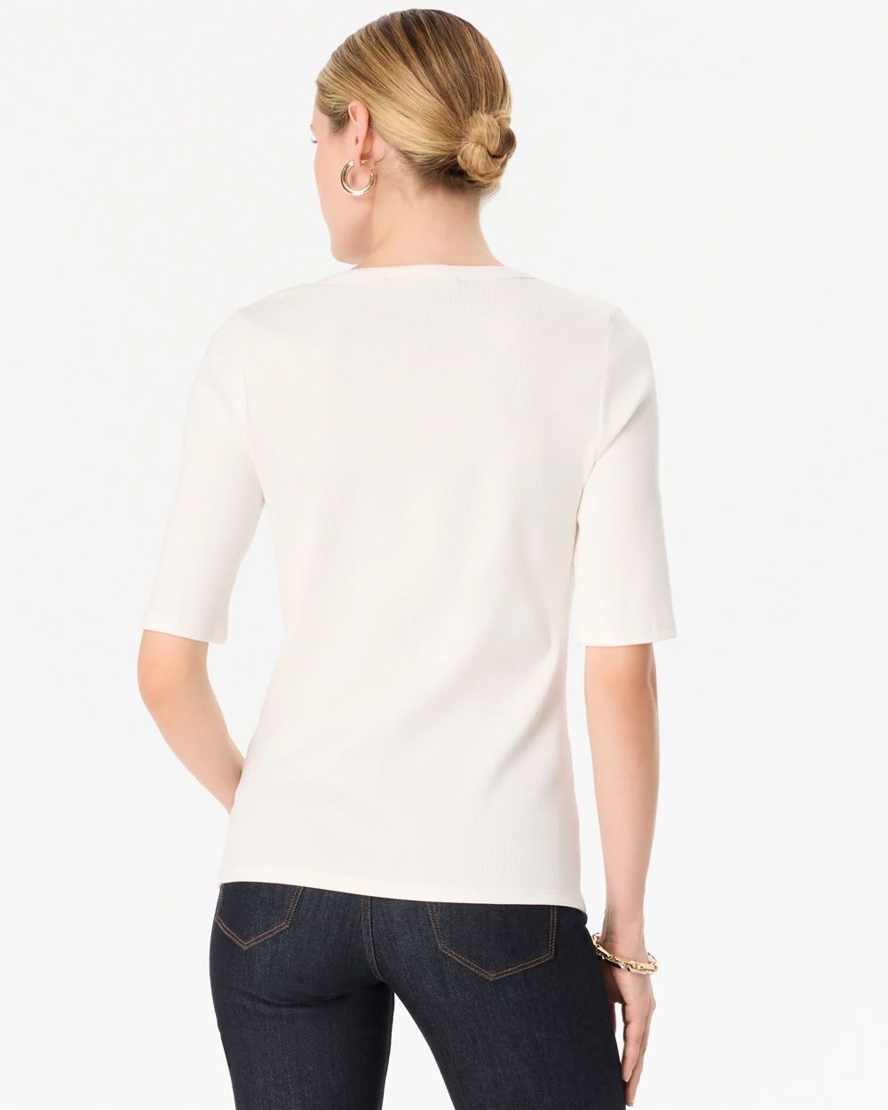 Elbow Sleeve Henley Top click to view larger image.