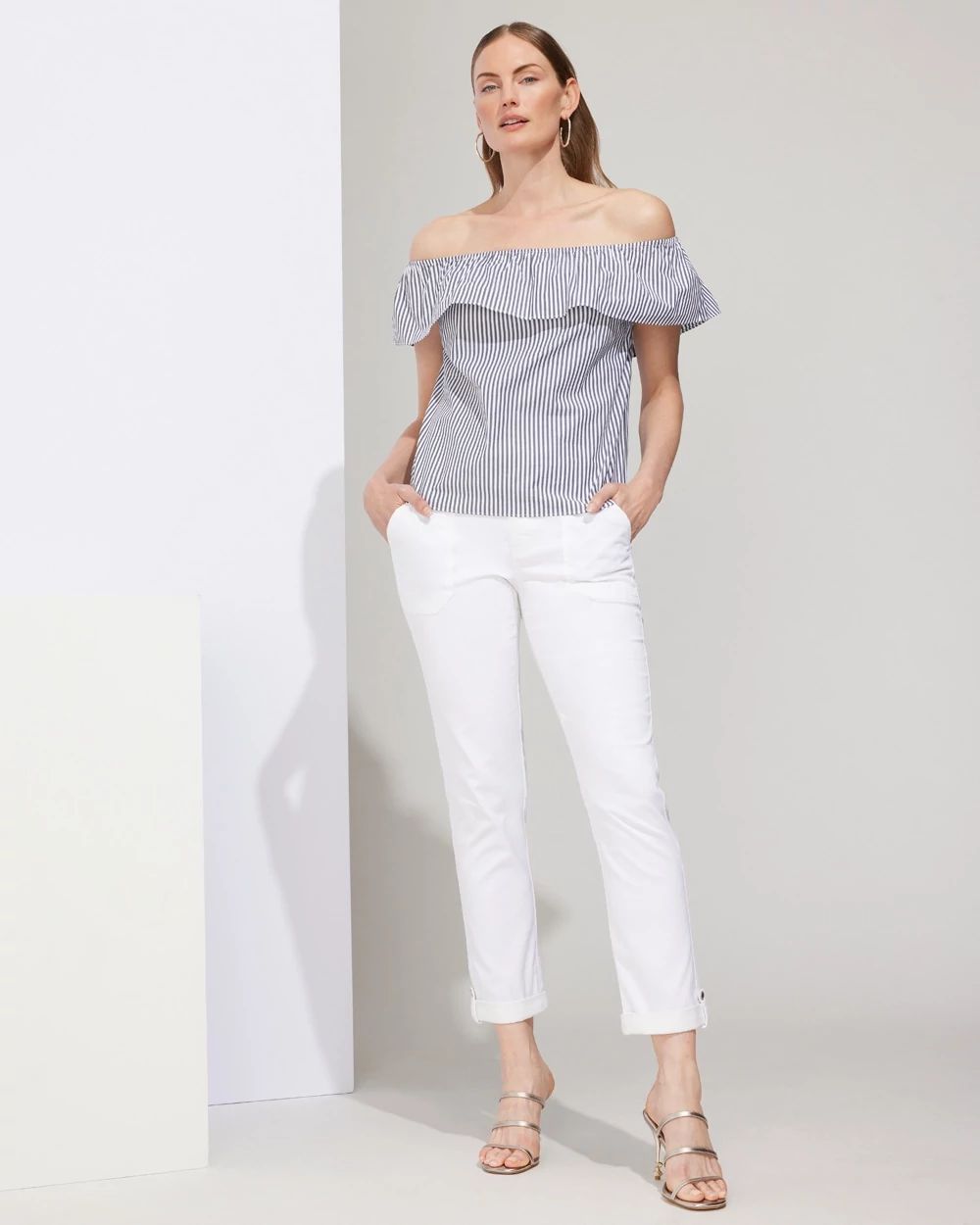 Outlet WHBM Striped Off-The-Shoulder Blouse