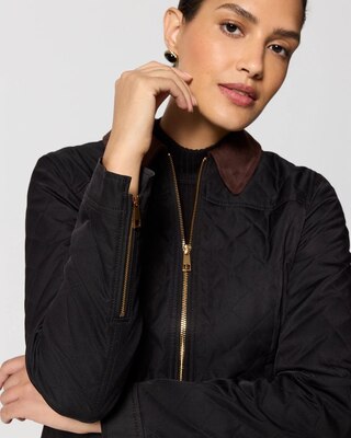 Contrast Collar Quilted Jacket click to view larger image.