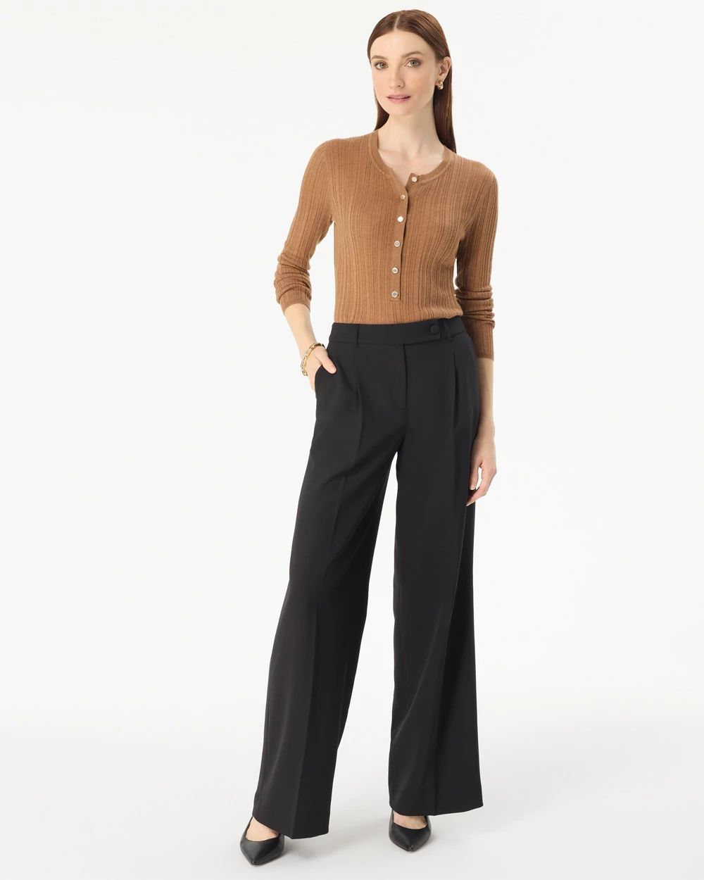 Petite Crepe Wide Leg Pant