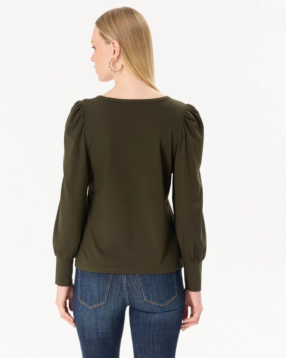 Blouson Sleeve V-neck Top click to view larger image.