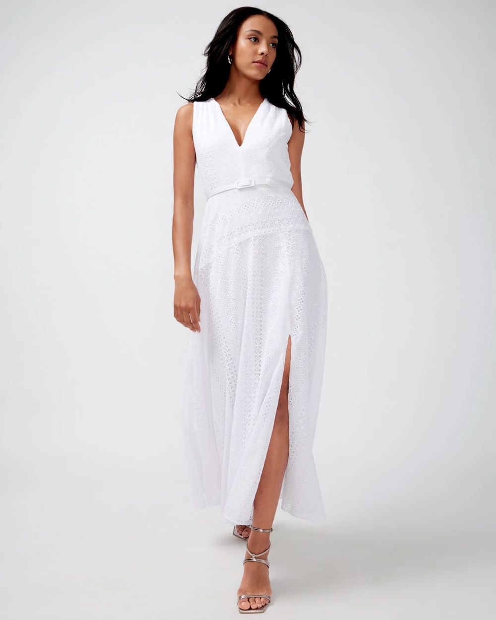Eyelet Maxi Dress with Slit