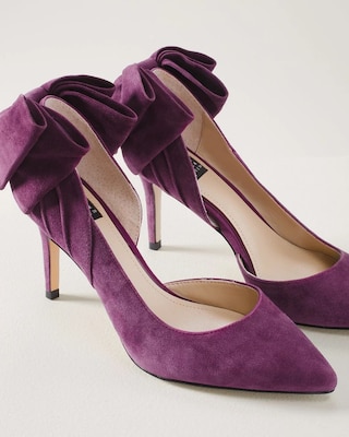 Purple Suede Bow Back Pumps click to view larger image.