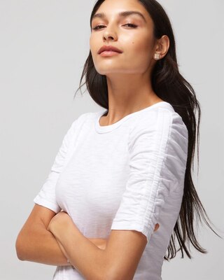 Shirred Sleeve Crewneck Tee