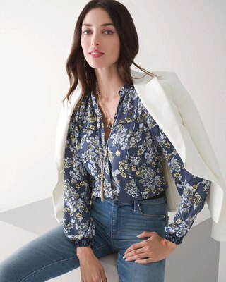 Long-Sleeve Honey Floral Blouse