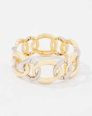 Silver + Gold Sculptural Stretch Bracelet click to view larger image.