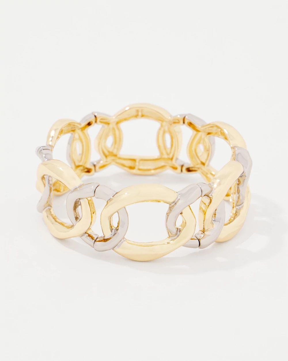Silver + Gold Sculptural Stretch Bracelet