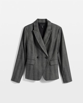 Petite Herringbone WHBM® Cropped Two-Button Studio Blazer click to view larger image.