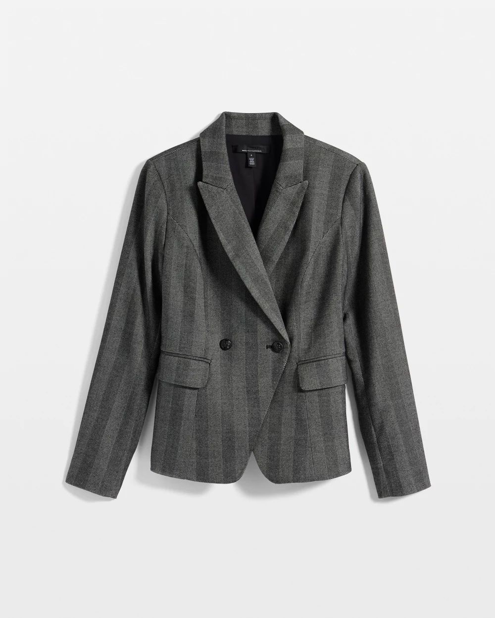 Petite Herringbone WHBM® Cropped Two-Button Studio Blazer click to view larger image.