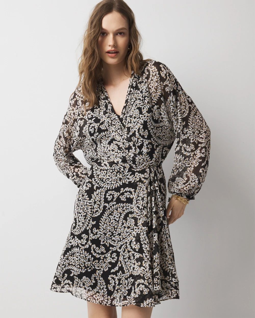 Chiffon Surplice Mini Dress