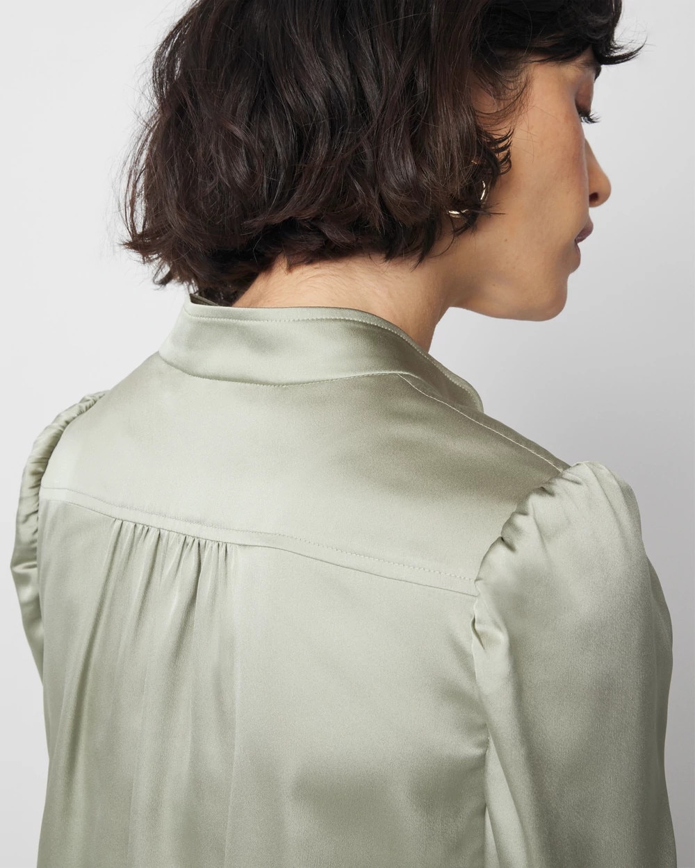 Y-Neck Ruched Shoulder Shirt