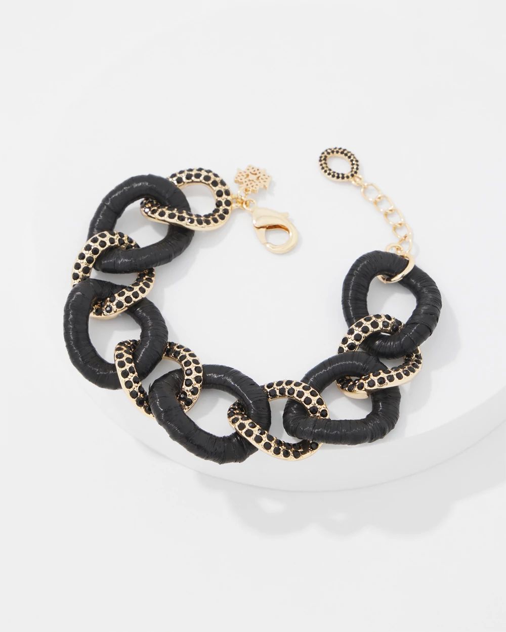 Black Raffia + Crystal Link Bracelet