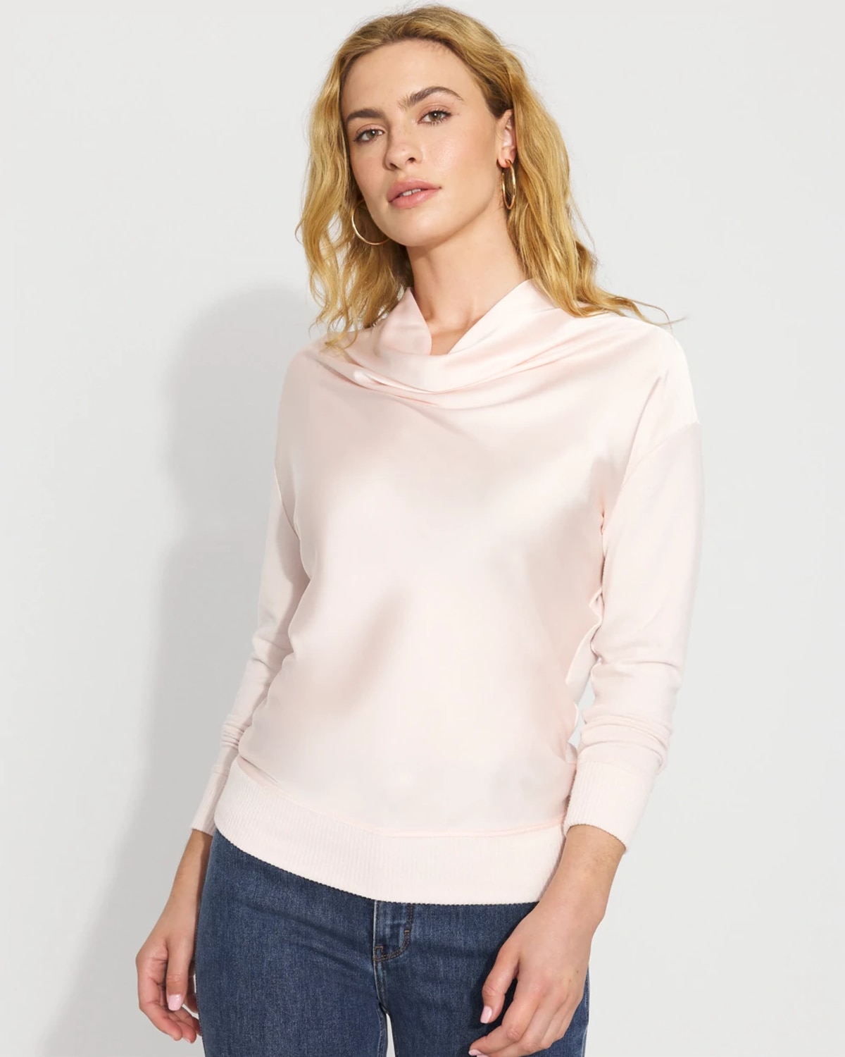 White House Black Market Petite Satin Mix Snit Top In Pink