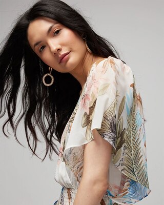 V-Neck Flutter Sleeve Maxi Dress