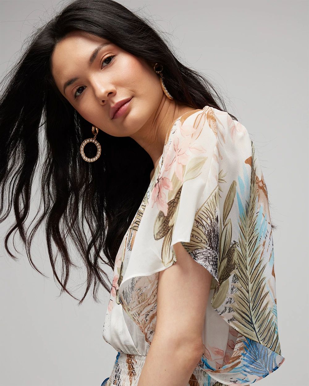 V-Neck Flutter Sleeve Maxi Dress