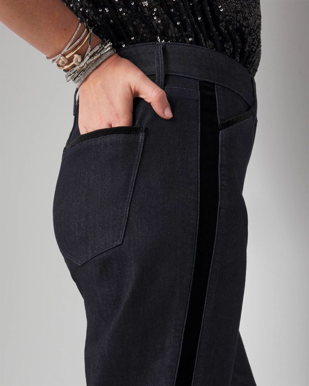 Curvy Extra High-Rise Sculpt Velvet Trim Trouser Jean