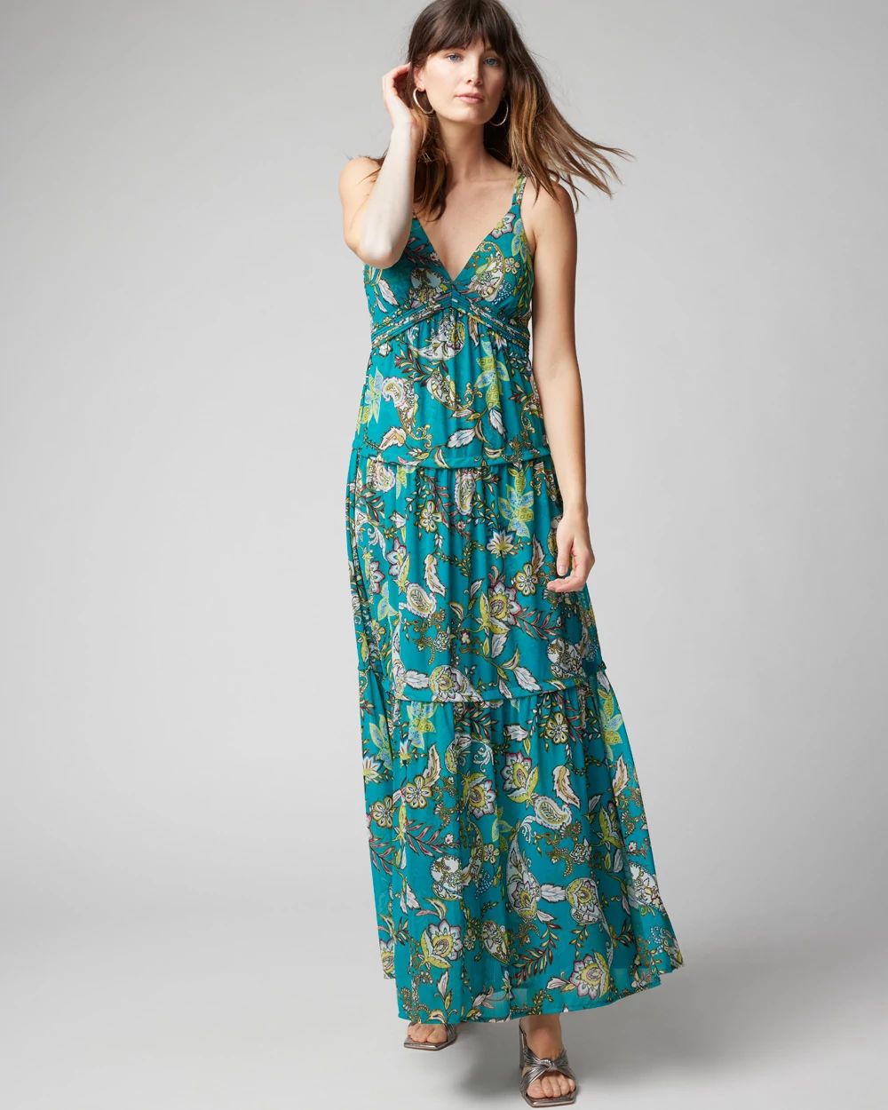 V Neck Mesh Maxi Dress