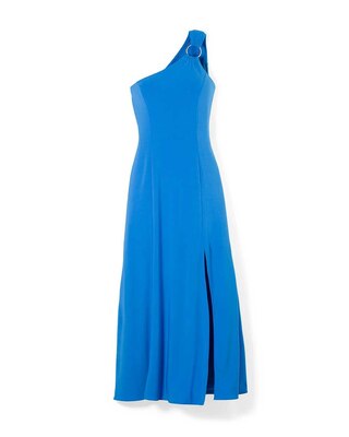 One-Shoulder Slit Leg Matte Jersey Maxi Dress click to view larger image.