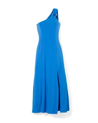 One-Shoulder Slit Leg Matte Jersey Maxi Dress