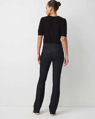 Faux Leather Detail Bootcut Jean click to view larger image.