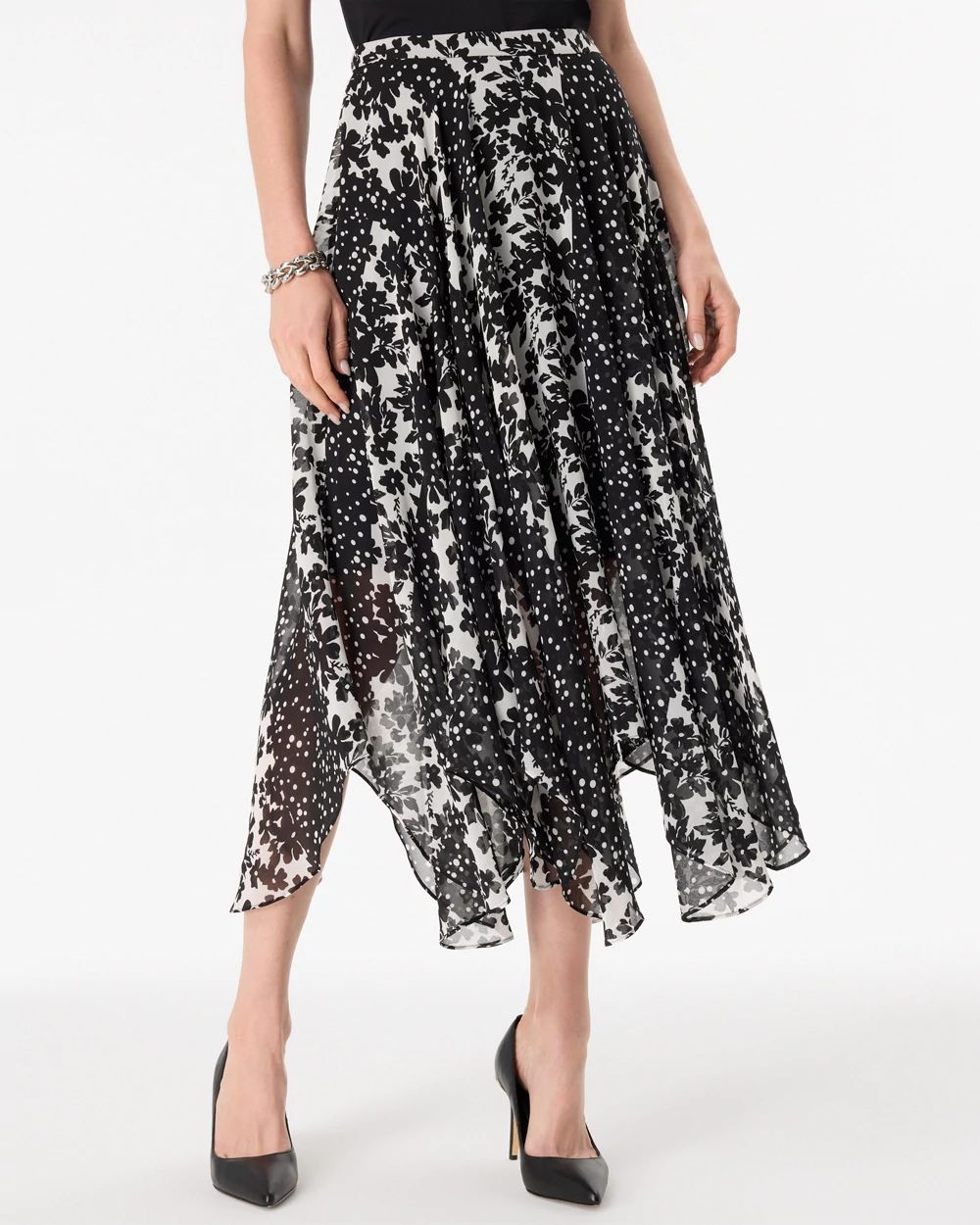 Asymmetrical Hem Midi Skirt click to view larger image.