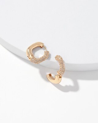Gold + Pave Square Hoop Earrings click to view larger image.