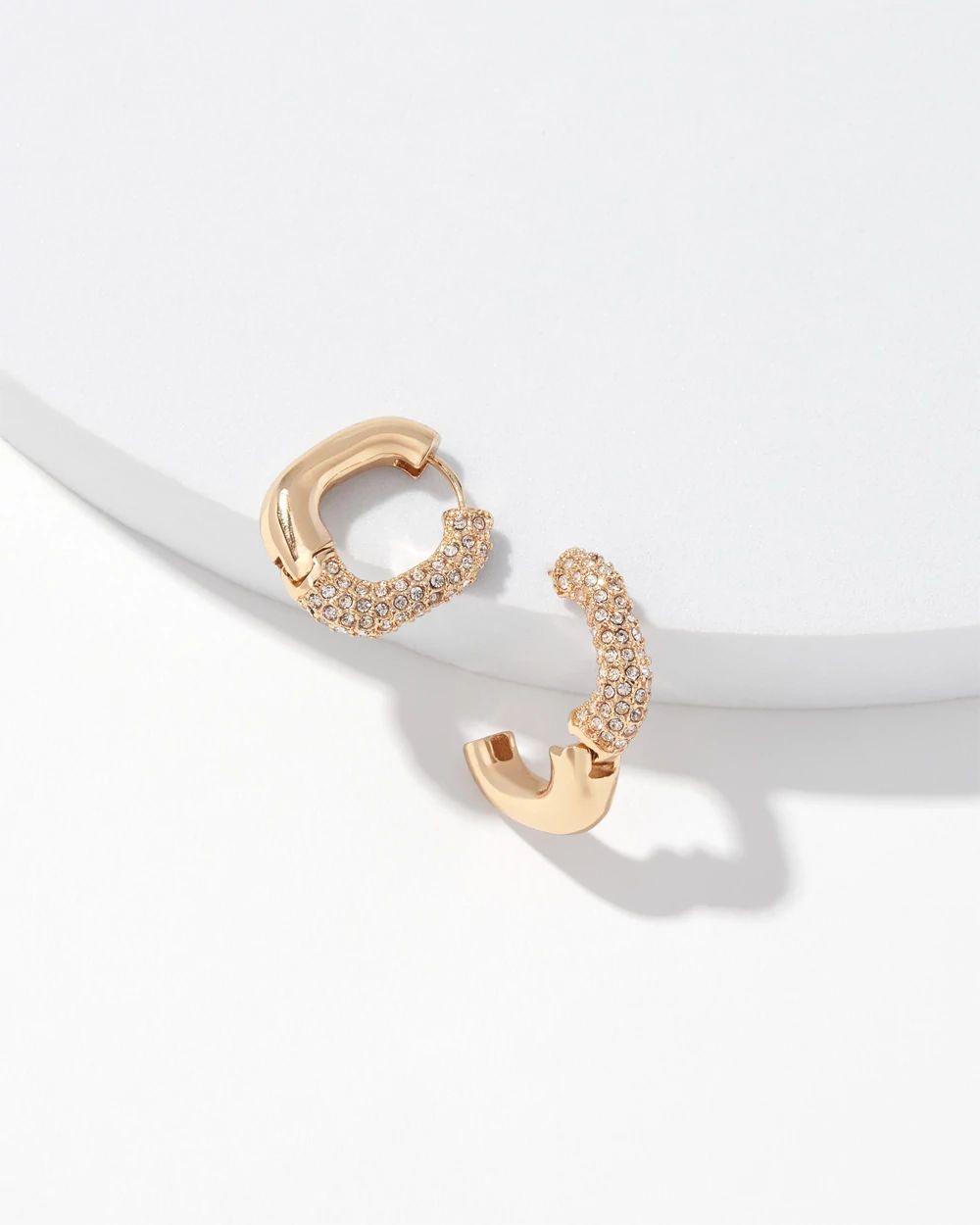 Gold + Pave Square Hoop Earrings click to view larger image.