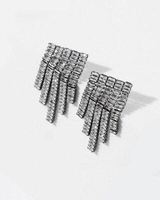 Hematite Clear Short Fringe Earrings