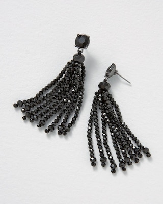 Jet Beaded Tassel Earrings click to view larger image.