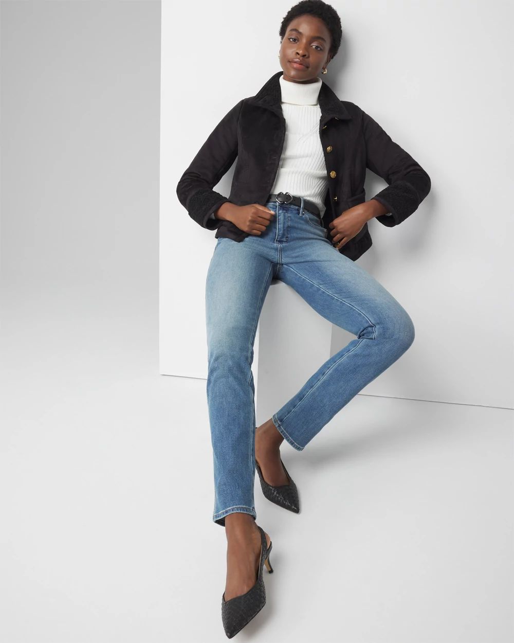 Faux Suede Shearling Jacket click to view larger image.