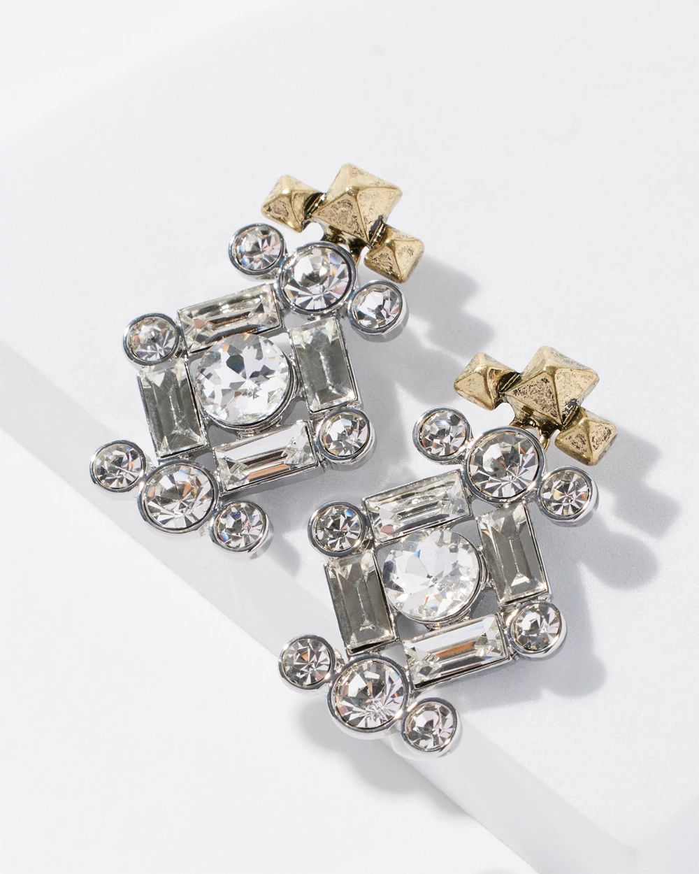 Brass Crystal Statement Earrings click to view larger image.