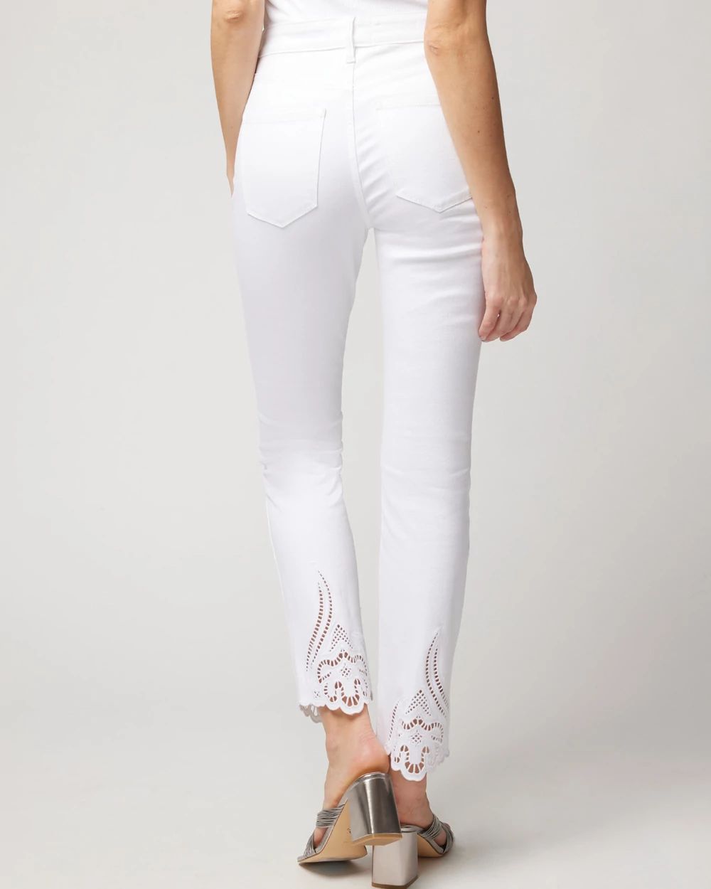 High-Rise Cutout Hem Bootcut Crop Jeans click to view larger image.