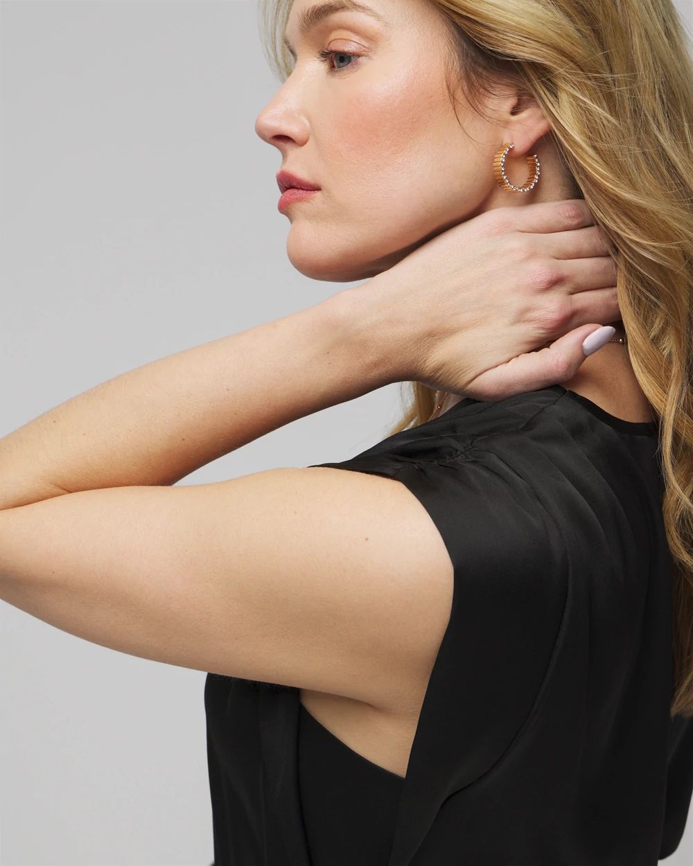 V-neck Ruched Shoulder Shell Top