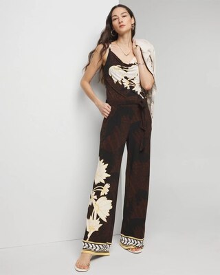 Matte Jersey Wide-Leg Embellished Hem Pant