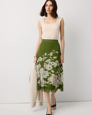 Pleated Chiffon Midi Skirt