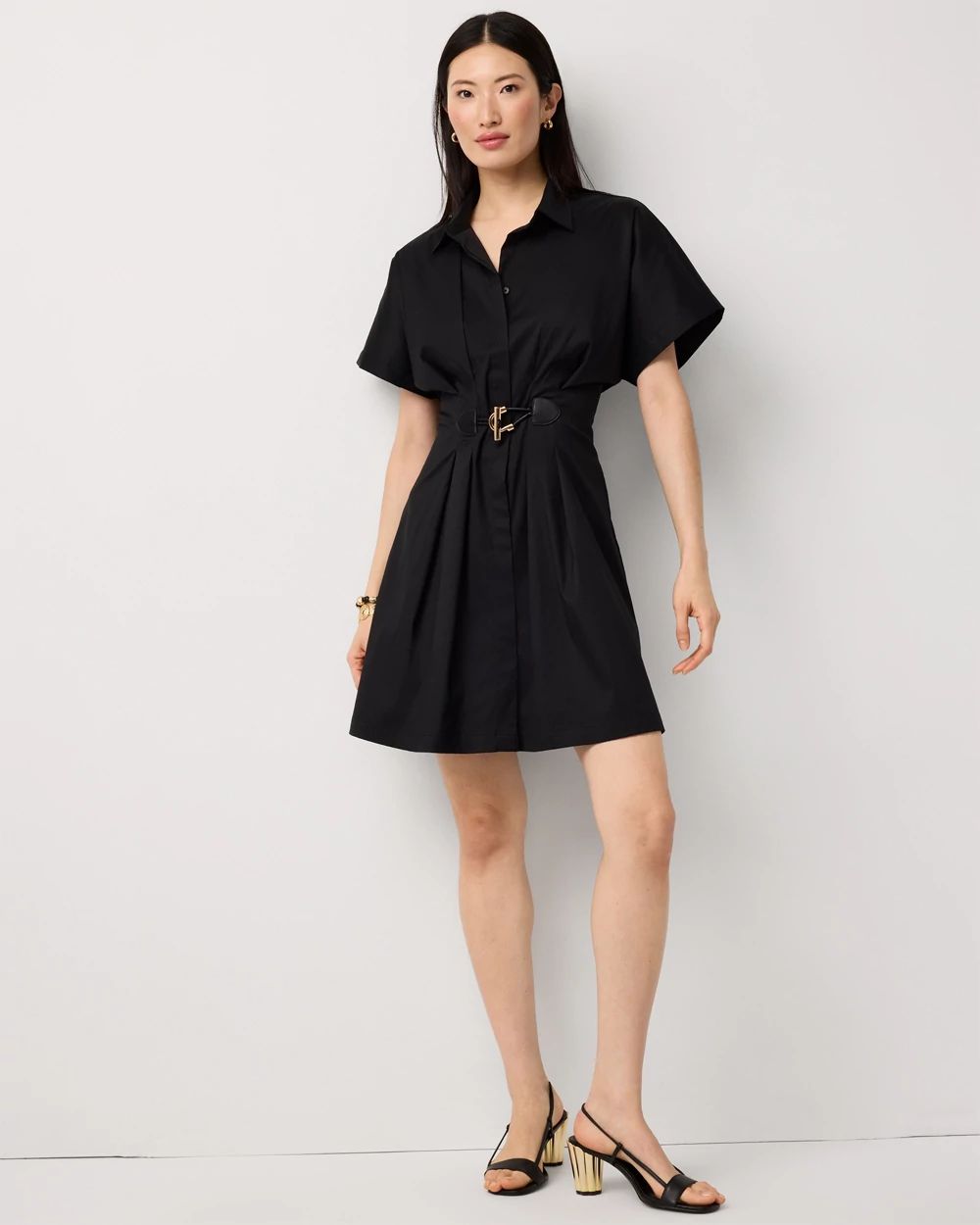 Belted Poplin Shirt Dress