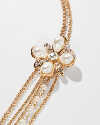 Gold Flower Multi-Strand Necklace
