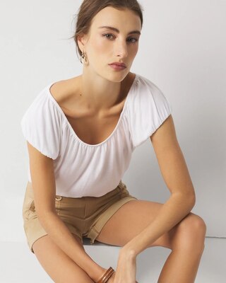 Shirred Scoop Neck Top click to view larger image.