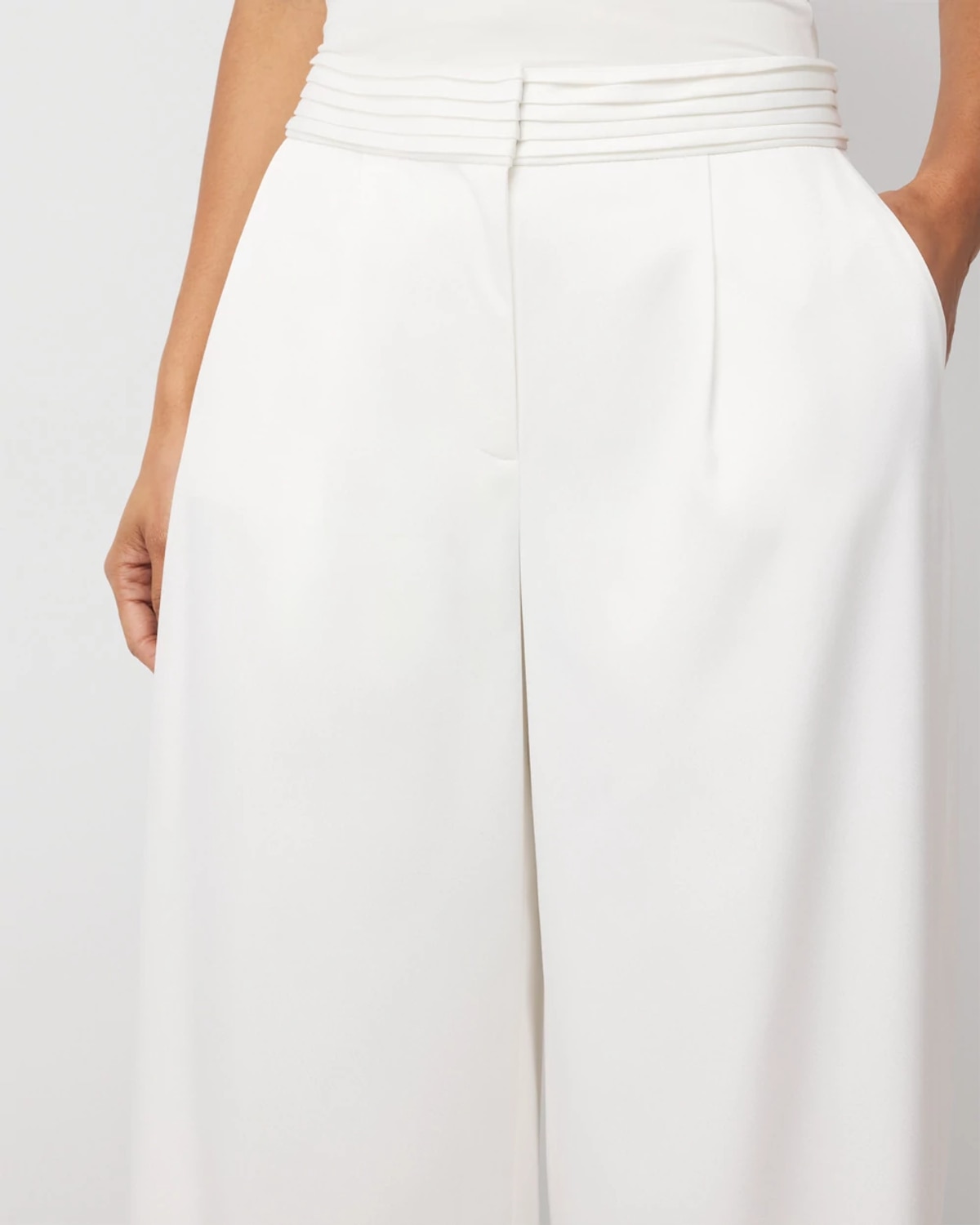 White House Black Market Satin Ultra Wide Leg Pants In White